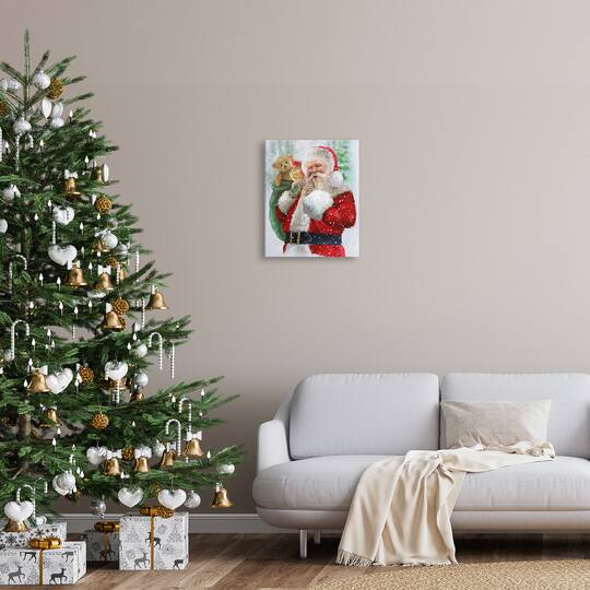 Stupell Industries Jolly Shh Santa Claus Gift Sack Canvas Wall Art